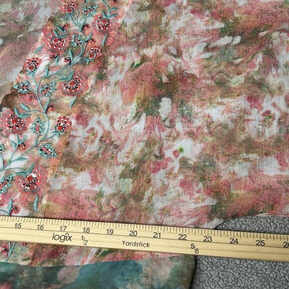 Soft Surroundings Kimono 1X Long Sheer Tassels Tie Front Beaded Embroidered Boho - Picture 9 of 14